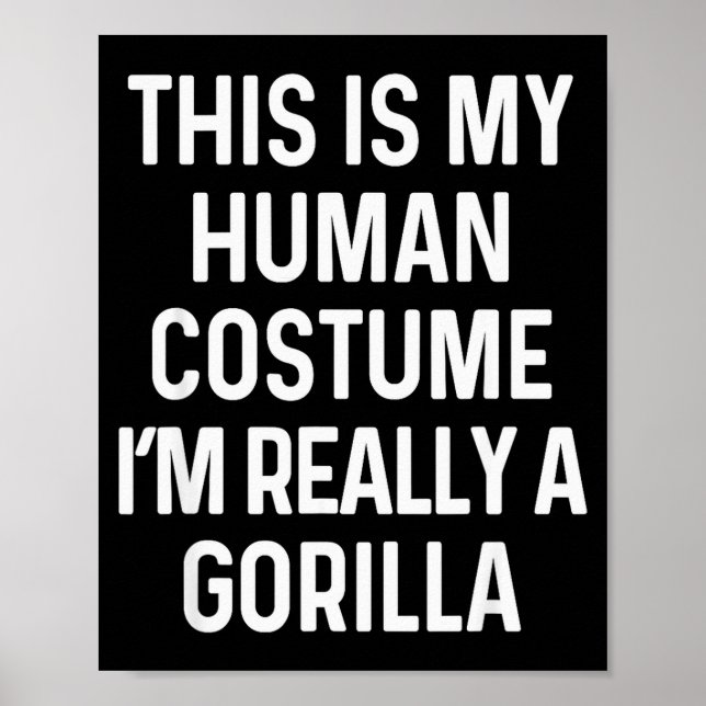Poster Funny Gorilla Costume Shirt Halloween Adults Kids  (Devant)