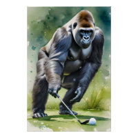 Funny Gorilla Jouer Golf