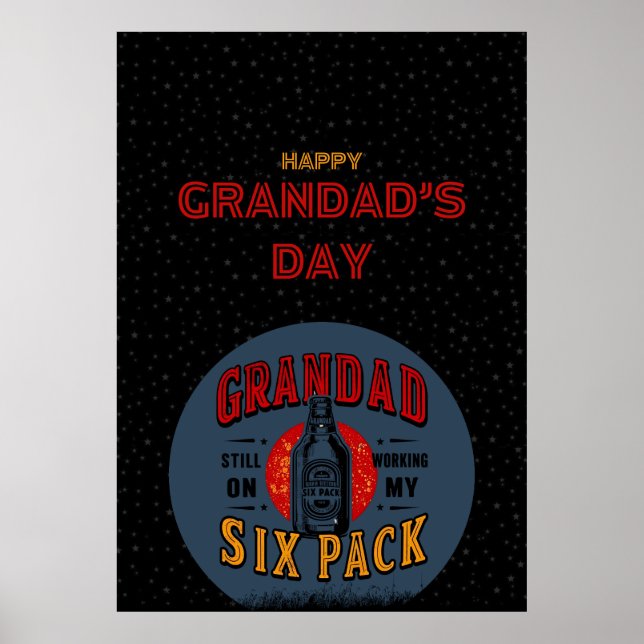 Poster Funny Grandpa Six Pack - Bière Fête des pèr (Devant)