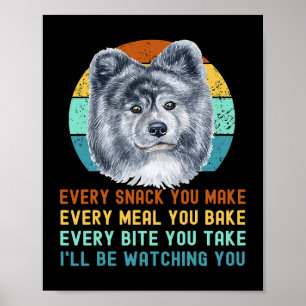 Poster Funny Gray Akita Inu or Kuma Inu Dog Every Snack y