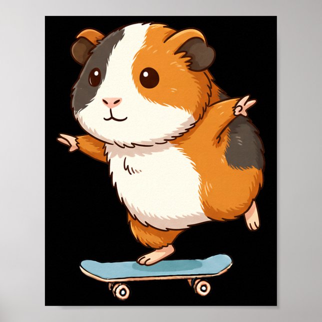 Poster Funny Guinea G Skater Skateboard Ballerina Zoo Boy (Devant)