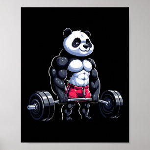 Poster Funny Gym Panda Bodybuilder Poids Motivati