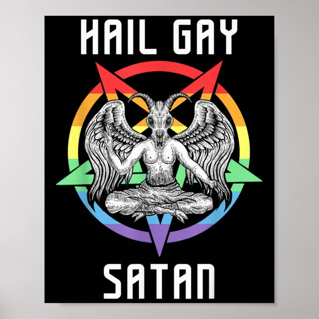 Poster Funny Hail Gay Satan Lgbt Goth Gay pride Baphomet (Devant)