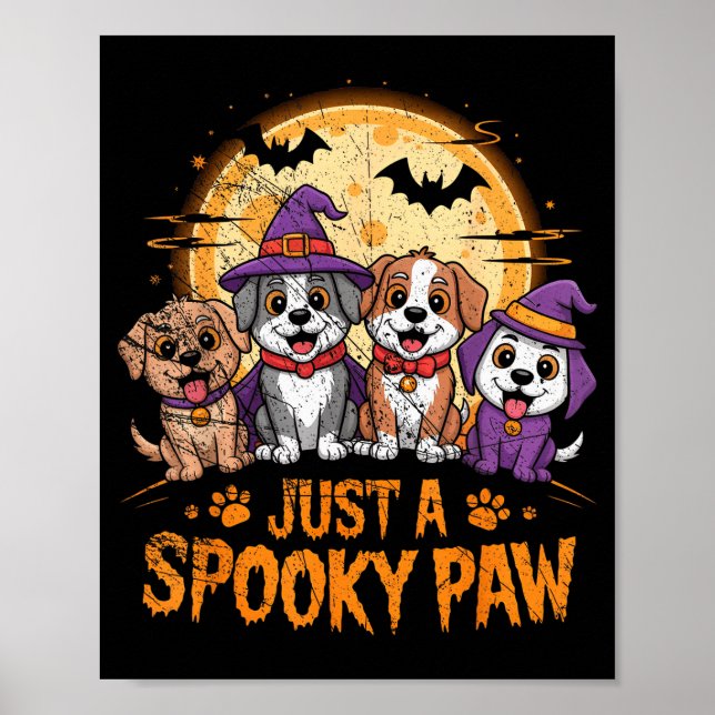 Poster Funny Halloween Dog Ghost Costume Puppy Just A Sok (Devant)
