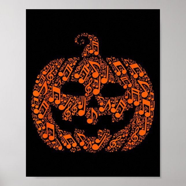 Poster Funny Halloween Music Note Musician Jack O Lantern (Devant)