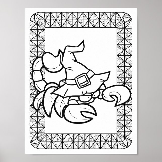 Poster Funny Halloween Scorpion Angry Coloring Page (Devant)