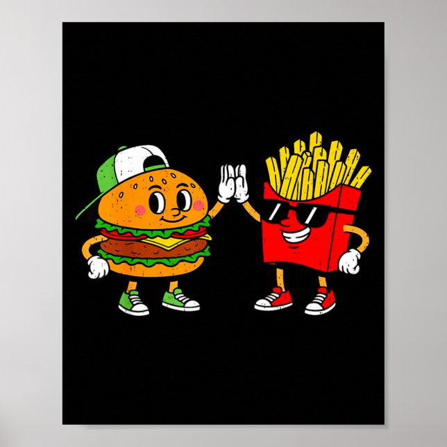 Poster Funny Hamburger French Fries Combo Snacks Fast Foo (Devant)