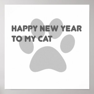 Poster funny happy new year 2022 cat sayings quote