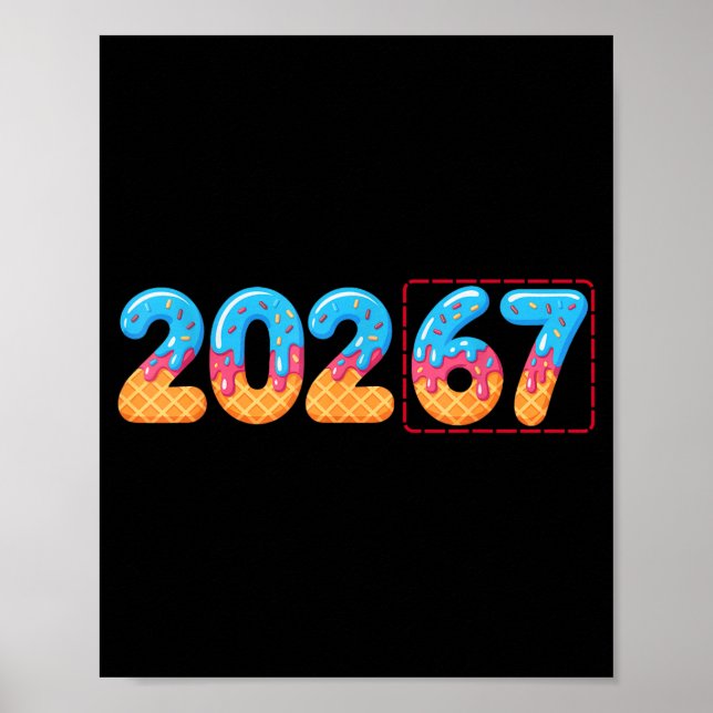 Poster Funny Happy New Year 2026 20267 Ice Cream Drip 67  (Devant)