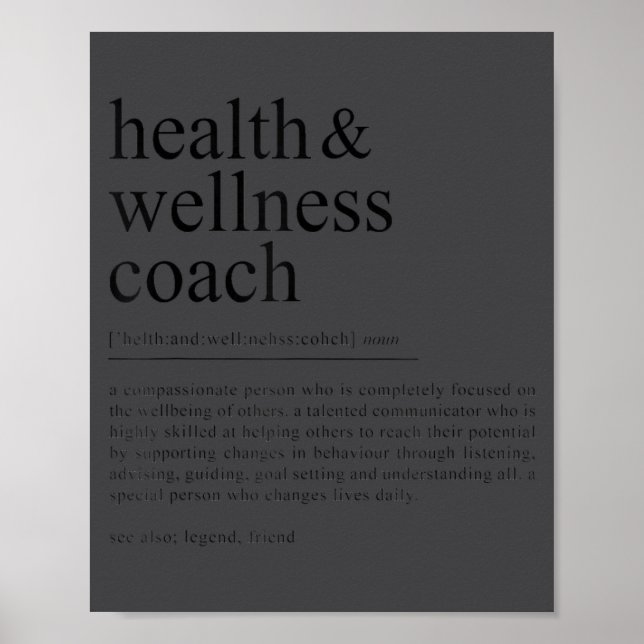 Poster Funny Health Wellness Coach Quote Definition  (Devant)