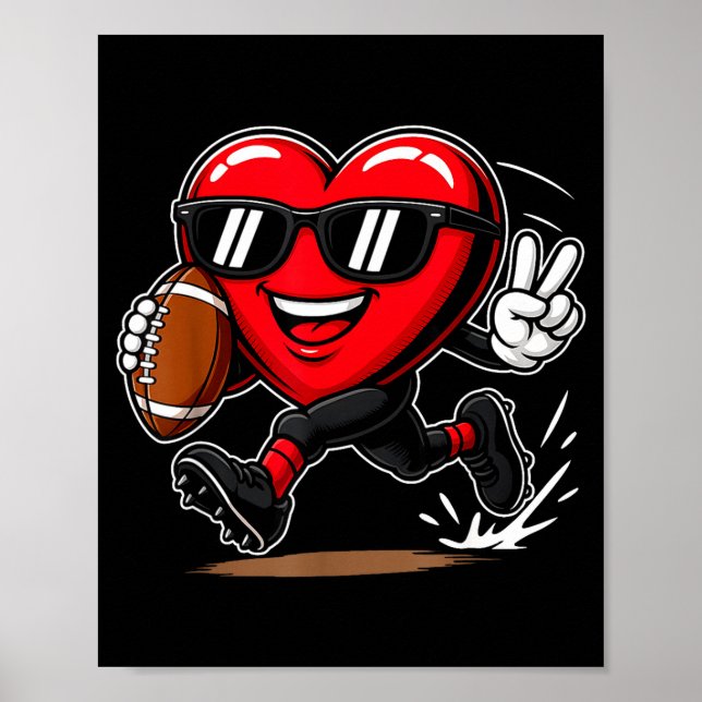 Poster Funny Heart Playing Football Srts Lover Valentine  (Devant)