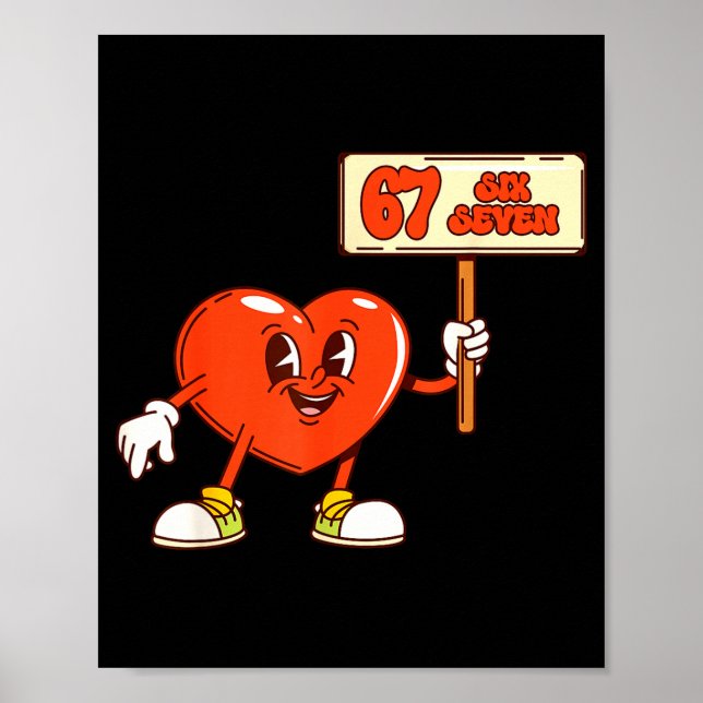 Poster Funny Hearts 67 Valentine Six Seven Meme Gen Alpha (Devant)