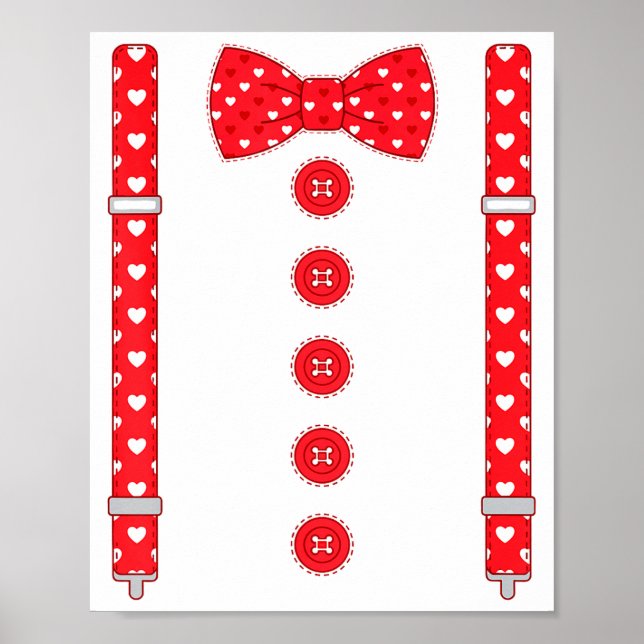 Poster Funny Hearts Bow Tie Suspenders Valentine's Day Co (Devant)