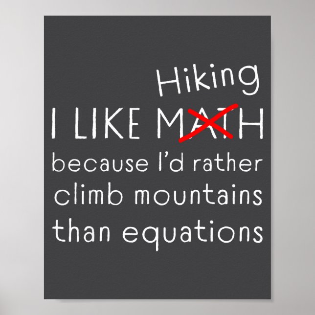 Poster Funny Hiking Over Math Humor Mountains Vs Equation (Devant)