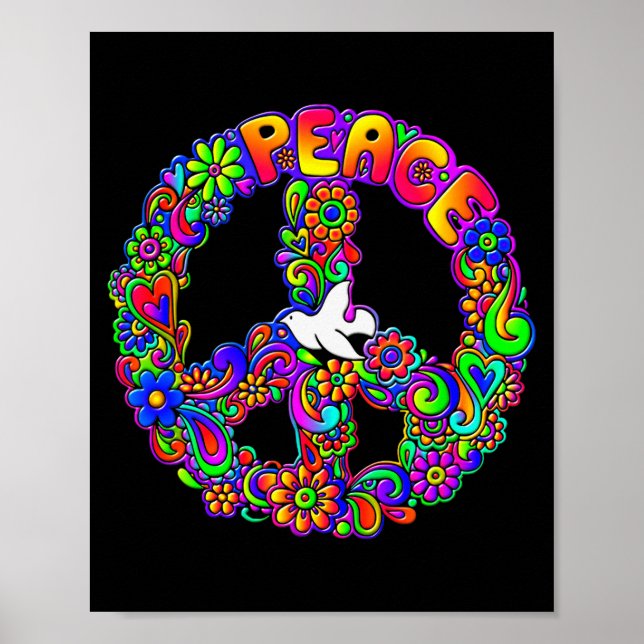 Poster Funny Hipe Flower Wer Peace Sign Tee  (Devant)