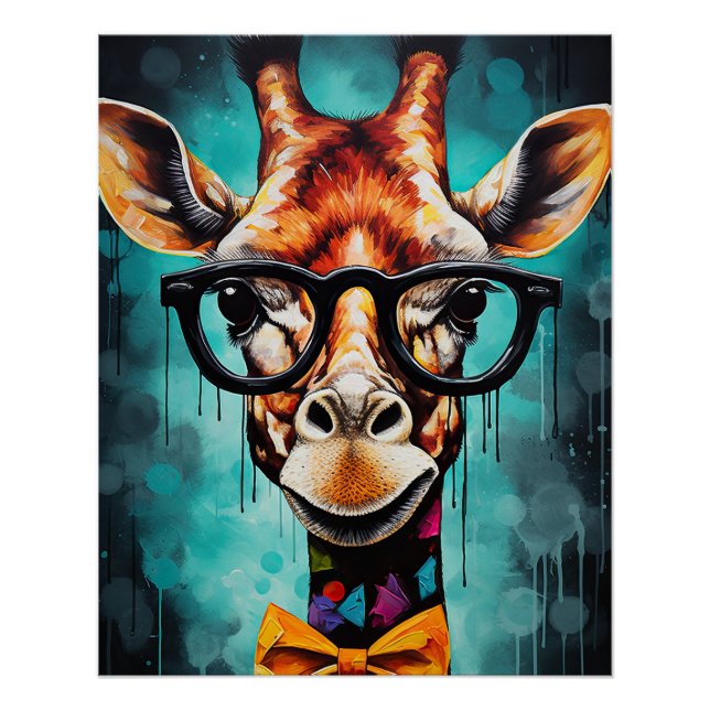 Poster Funny Hipster Giraffe Zoo Animaux Faune Urbain (Devant)