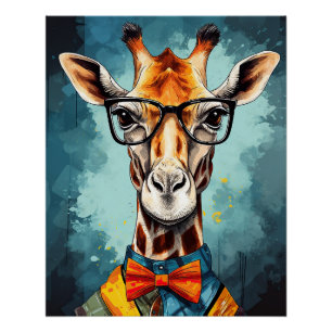Poster Funny Hipster Giraffe Zoo Animaux Faune Urbain