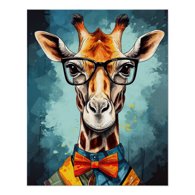 Poster Funny Hipster Giraffe Zoo Animaux Faune Urbain (Devant)