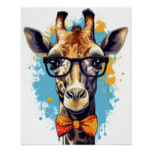 Poster Funny Hipster Giraffe Zoo Animaux Faune Urbain