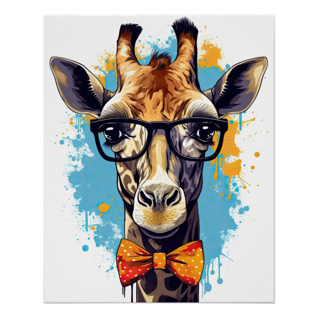 Poster Funny Hipster Giraffe Zoo Animaux Faune Urbain (Devant)