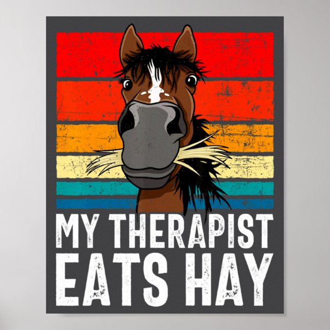 Poster Funny Horse My Therast Eats Hay Tee Hor  (Devant)