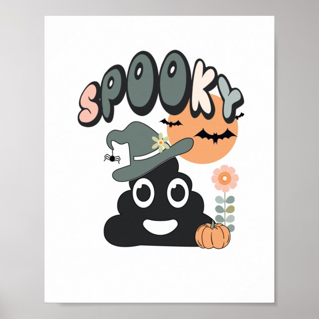 Poster Funny Humour de salle de bain mignon Rétro Hallowe (Devant)