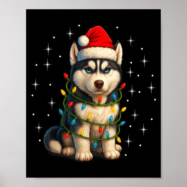 Poster Funny Husky Dog Christmas Pj Pajama Men Women Pjs  (Devant)