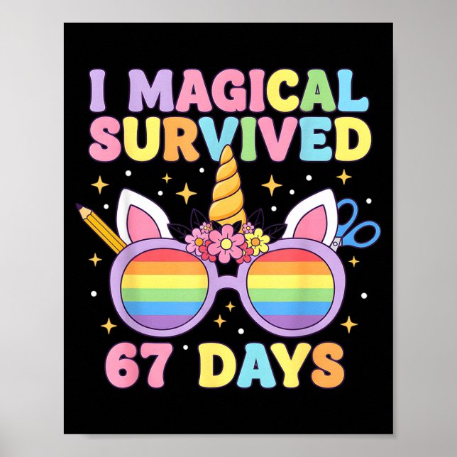 Poster Funny I Survived 67 Days Of School Cat Teachers St (Devant)