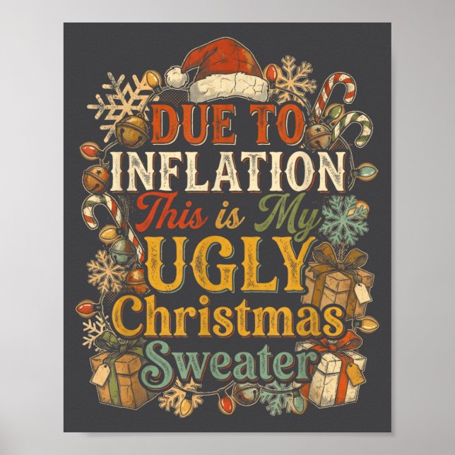 Poster Funny Inflation Ugly Christmas Sweater Retro Vinta (Devant)
