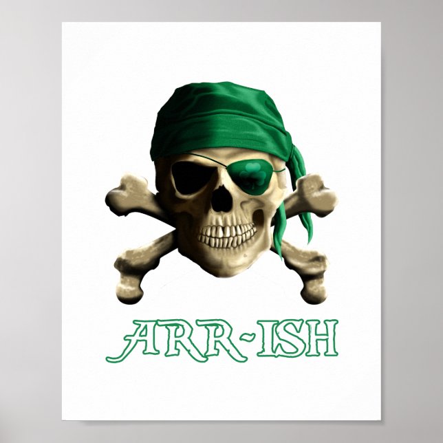 Poster Funny Irlandais Jolly roger Pirate Crâne ARR ISH (Devant)