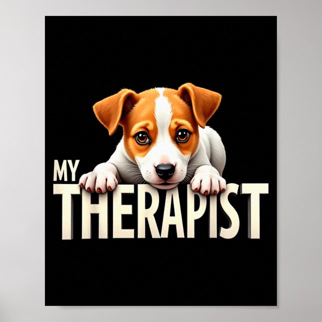 Poster Funny Jrt Puppy My Therast Jack Russell Terrier Do (Devant)