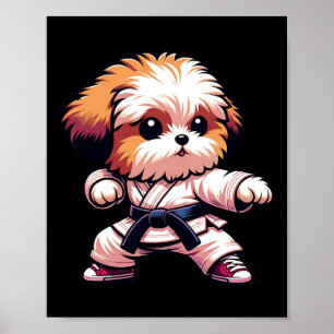 Poster Funny Karate Bolonka Chien Humour Arts Martiaux Fu