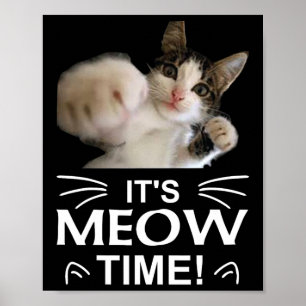 Poster Funny Karate Boxe Chat Meow Time T Shirt Tee Shir