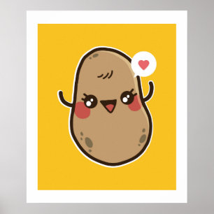 Poster Funny Kawaii Potato Cute Girls Ado Graphics Cadeau