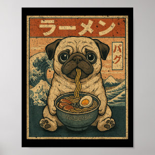 Poster Funny Kawaii Ramen Carlin Japonais Nouilles Carlin