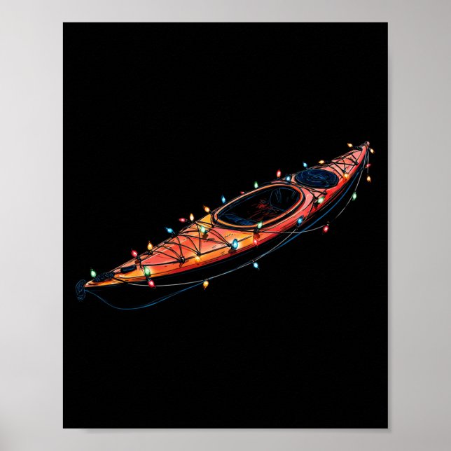 Poster Funny Kayak Christmas Graphics Lights Lover Kayaki (Devant)