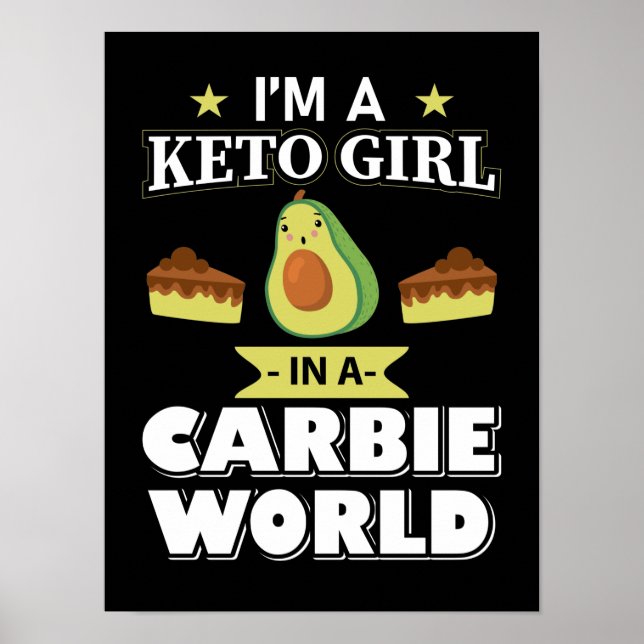 Poster Funny Keto Girl Cute Ketogo Diet Avocado (Devant)
