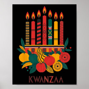 Poster Funny Kinara Sept bougies Kwanzaa Célébration 2