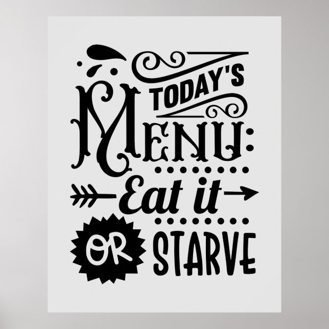 Poster funny kitchen menu word art (Devant)