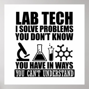 Poster Funny lab tech cite laboratoire technicien humour
