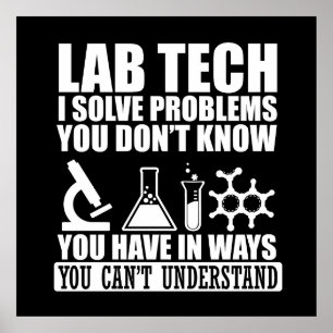 Poster Funny lab tech cite laboratoire technicien humour