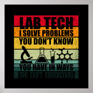 Poster Funny lab tech cite laboratoire technicien humour