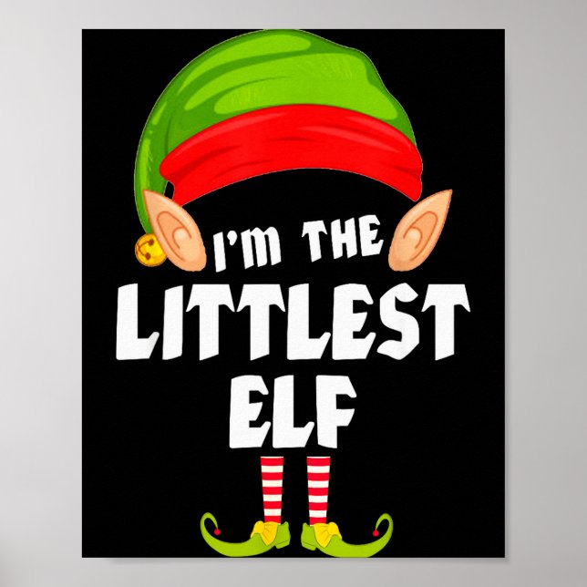 Poster Funny Littlest Elf Matching Family Group Pj Christ (Devant)