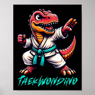Poster Funny Martial Arts Karate Taekwondo Dino Animal Cu