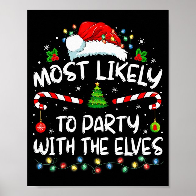 Poster Funny Matching Christmas Most Likely To Party With (Devant)