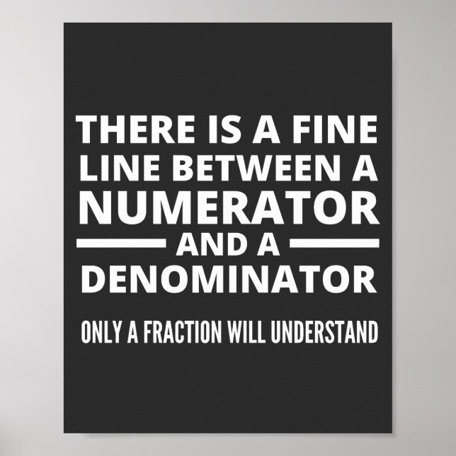 Poster Funny Math FINE LIGNE NUMÉRATEUR DENOMINATEUR (Devant)