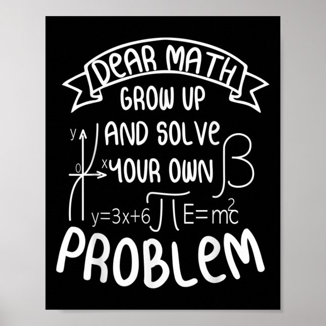 Poster Funny Math Quote For Girls Boys Teens Men Women De (Devant)