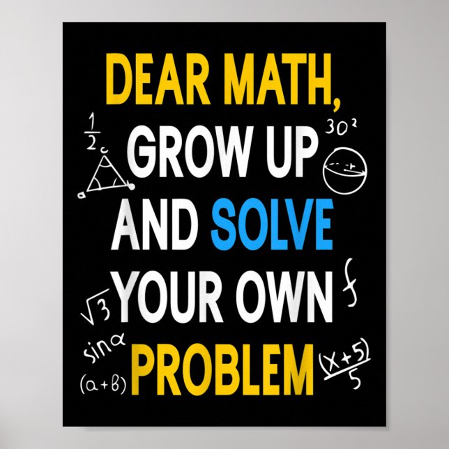 Poster Funny Math Quote For Girls Boys Teens Men Women De (Devant)