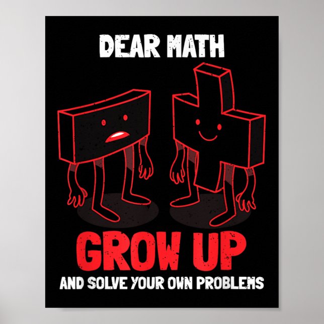 Poster Funny Math Quote Girls Boys Teens Men Women Dear M (Devant)