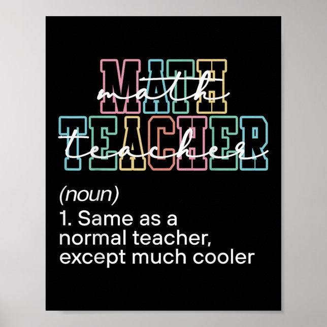 Poster Funny Math Teacher Definition Back To School First (Devant)